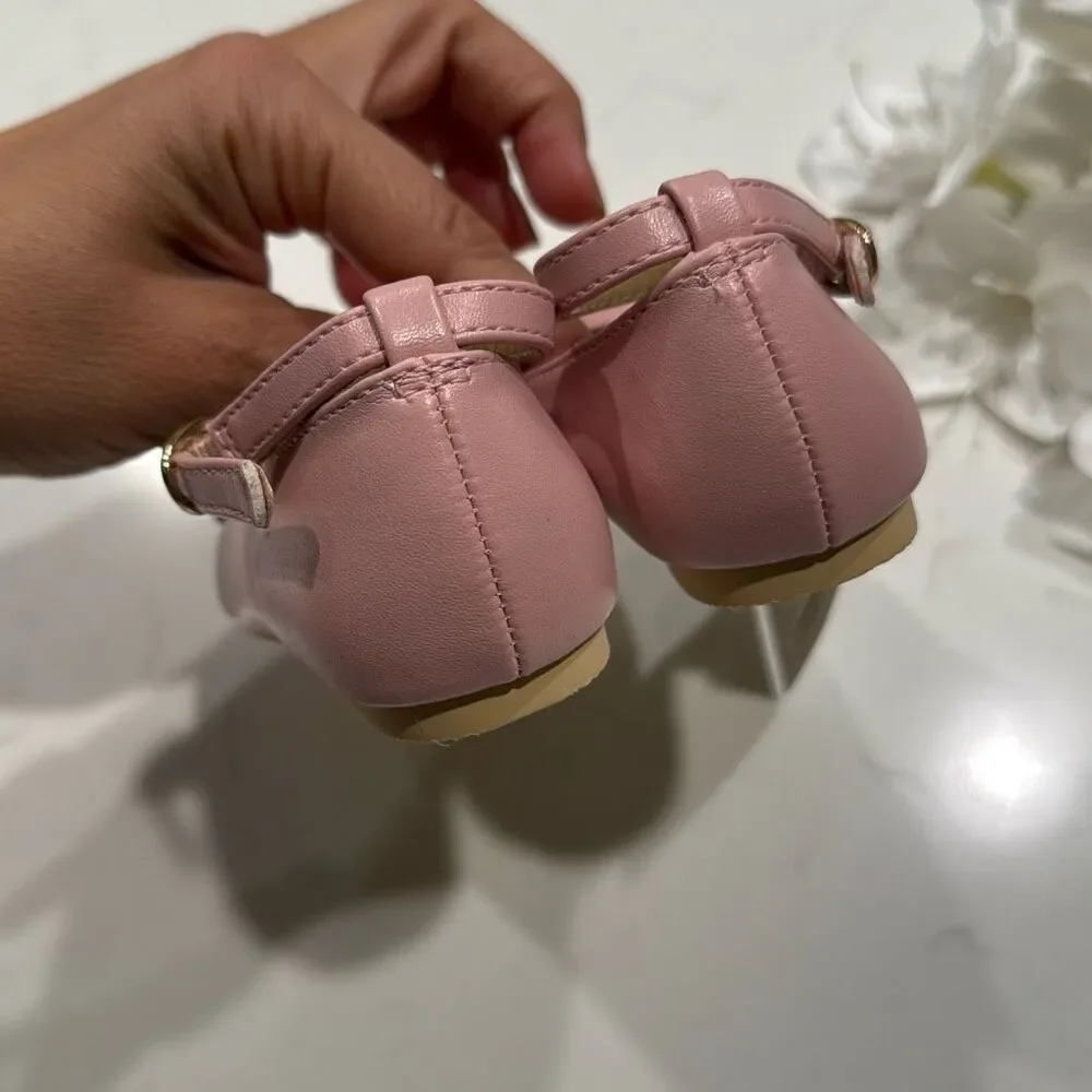 Janie and Jack Rosette Ballet Flat in Pale Pink Size 5